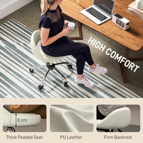 HOMCOM Hoker roboczy, obrotowy hoker, regulowane siedzisko, 50 cm x 50 cm x 83 cm, Biały