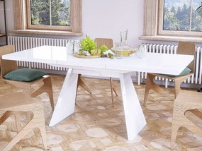 Rozkładany stół w wysokim połysku Alan biały