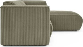 Zielony sztruksowy narożnik (prawostronny/z szezlongiem) Merid – Ropez