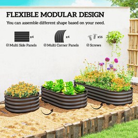 Outsunny Wysokie Grządki, Modułowe Wysokie Łóżko, Zabezpieczone Krawędzie, Projekt bez Dna, 150 x 62 x 30 cm, Ciemnoszary | Aosom PL