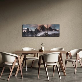 Obraz - Włoskie Dolomity ukryte we mgle (z zegarem) (90x30 cm)