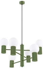 Żyrandol HALO 6 zielony oliwkowy ryflowany SOLLUX  LIGHTING