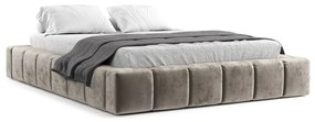 Beżowe tapicerowane łóżko dwuosobowe ze schowkiem i stelażem 200x200 cm Aruba L – Maison de Rêve