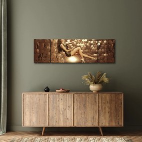 Obraz kobiety w złotym pokoju (170x50 cm)