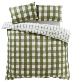 Zielona flanelowa pościel dwuosobowa 200x200 cm Gingham Check – Catherine Lansfield