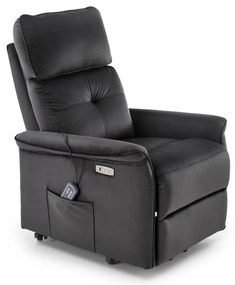 Fotel wypoczynkowy elektryczny pionizacja masaż rozkładany czarny SEMIR 2
