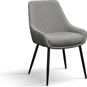 Zestaw 2 krzeseł z tkaniny w kolorze szarym, na metalowych nogach w kolorze czarnym matowym, z podłokietnikami - TALLINN