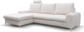 Masseno Narożnik VERONA z funkcją spania i pojemnikiem na pościel Narozniki L, Rozkładana sofa - Kremowy, LOFT 1