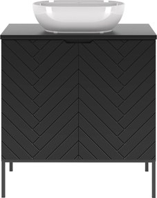 Szafka z umywalką nablatową Aspen 08 czarna, 80 cm - zestaw 2