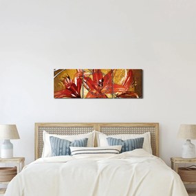 Obraz kwiatów lilii (z zegarem) (90x30 cm)