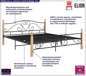 Łóżko małżeńskie czarny + jasny dąb 200x200 cm Norveso 6X