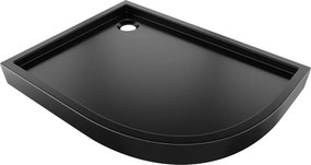 Mexen Flow+ brodzik półokrągły asymetryczny lewy 100 x 80 cm, czarny mat - 46Q708010LH