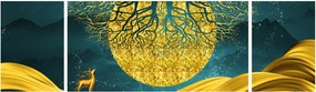 Obraz - Abstrakcja, złoty krajobraz (170x50 cm)