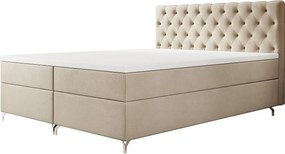 BEDANTE Łóżko CHESTER 160x200 Monolith 02, Kremowe, pojemnik, chromowane nogi, małżeńskie, topper, materac, bonell, tapicerowane, MONOLITH