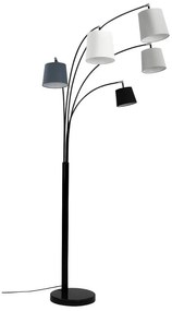 Lampa z 5 abażurami VARIETONE - z metalu i tkaniny - wys. 210 cm