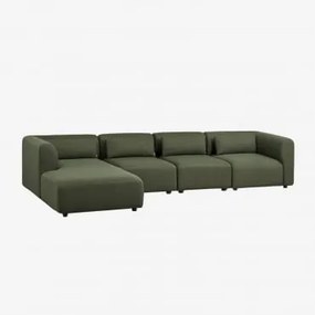 Sofa Modułowy Z Lewym Szezlongiem, 4-częściowy Fogler Chenille Salvia Zieleń - Sklum