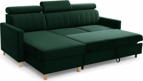 Narożnik Vario z funkcją spania uniwersalny prawo/lewostronny - zielony welur Bluvel 78