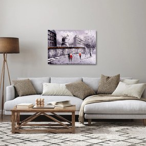 Obraz na szkle - Obraz olejny przedstawiający miasto II. (70x50 cm)