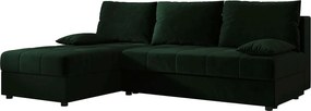 BEDANTE narożnik MOS L Itaka 10 lewa ciemnozielony z funkcją spania sofa w kształcie litery L z pojemnikiem na pościel