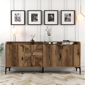 Komoda przemysłowa – 180 x 35 x 78 cm – Orzech – Płyta wiórowa pokryta melaminą