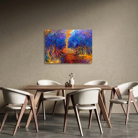 Obraz na szkle - Jesienne korony drzew, nowoczesny impresjonizm (70x50 cm)