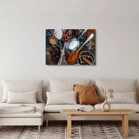 Obraz na szkle łyżek z przyprawami (70x50 cm)