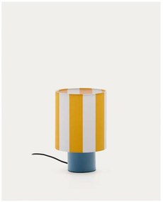 Żółto-niebieska lampa stołowa z tekstylnym kloszem (wysokość 25 cm) Ciral – Kave Home