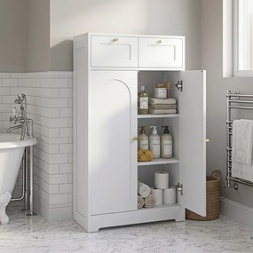 HOMCOM Szafka łazienkowa wąska z 2 szufladami, regulowaną półką 60 x 30 x 108 cm Biały | Aosom PL