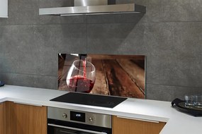 Panel szklany do Kuchni Degustacja Wina na Drewnie
