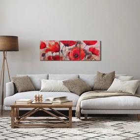 Obraz - Wilcze maki (z zegarem) (90x30 cm)