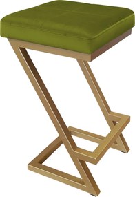 Hoker ZETA krzesło barowe tkanina Welur podstawa metalowa LOFT : Kolor Stelaża - Złoty, Kolor tkaniny - VELVET - BL75