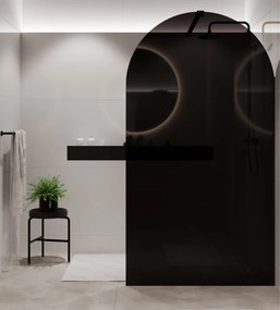 Ścianka prysznicowa WALK IN fix czarna półokrągła 8mm MOLIS Black Oval MASSI | Różne rozmiary : Kolor profili kabiny - czarny, Szerokość ścianki - 110 cm