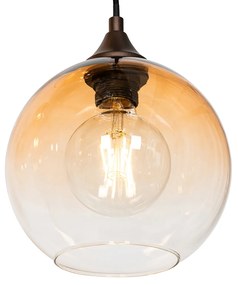 Inteligentna lampa wisząca ciemny brąz z bursztynowym szkłem 8-punktowa z 8 Wifi G95 - Sandra ArtDeco Oswietlenie wewnetrzne