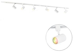 Inteligentny system oświetlenia szynowego z 6 reflektorami białymi, jednofazowy, 200 cm - Iconic Jeana