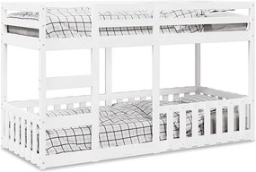 Łóżko piętrowe Białe 90x200 cm z Litego Drewna Sosnowego dla Dzieci