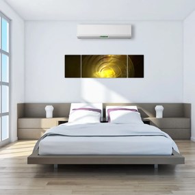 Obraz żółtej abstrakcyjnej spirali (170x50 cm)