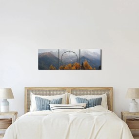 Obraz - Widok na grzbiety górskie (z zegarem) (90x30 cm)