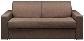 Kanapa 3-osobowa z ekspresowym mechanizmem rozkładania z tkaniny CALITO - Kolor: brązowy - Wymiary miejsca do spania: 140 cm - Materac 14 cm