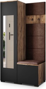 Masseno Garderoba VIRA 95/181/51 cm Nowoczesna Szafa do Przedpokoju Dąb lefkas, MONOLITH 29 (Brązowy)