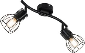 Nowoczesny plafon czarny z 2 regulowanymi reflektorami - Botu