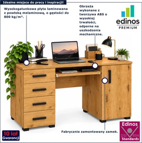 Duże nowoczesne biurko do pracy z zamkiem dąb arisan C1-R72