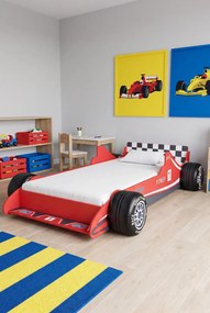 Czerwone Łóżko Dziecięce Auto Wyścigowe 90X200 N1-W13