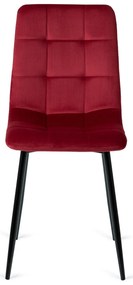 Zestaw Stół Okrągły Rozkładany HARRY 102-142 cm Biały/Czarny i 4 Krzesła Tapicerowane do Jadalni PERU Bordowe Welurowe Loft