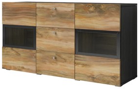 Komoda BAROS 2D3S 132cm orzech/czarna HELVETIA