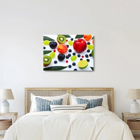 Obraz na szkle - owoce z kroplami wody (70x50 cm)