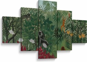 Obraz - Henri Rousseau, Tropical Forest with Monkeys, reprodukcje (125x70 cm)