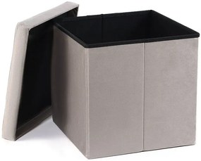 Pikowana beżówa pufa z pojemnikiem D6-R37
