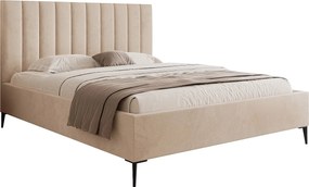 Mona SLIM III w tkaninie VELUTTO, wygodne łóżko tapicerowane - ergonomiczne podparcie pleców 120x200 cm, beżowy