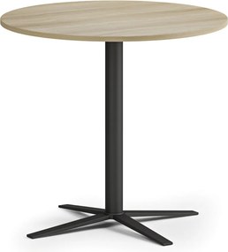 Stolik kawowy AURA, średnica 60 cm, czarna podstawa, dąb naturalny