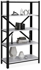 Regał 5 półek w stylu loft czarny + beton N4-R64